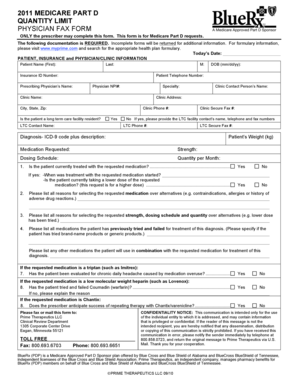 Medicare Part D Quantity Limit Physician Fax Form