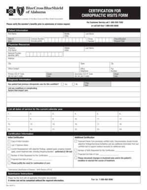 Chiropractic Visits Certification Form