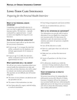 Long-Term Care Insurance Personal Health Interview Form