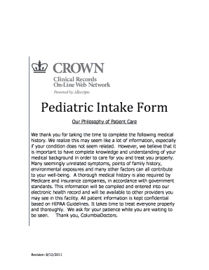 Pediatric Intake Form