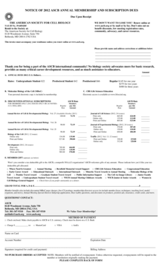 ASCB Annual Membership and Subscription Dues Notice