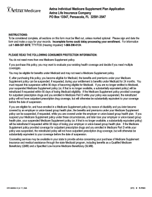 Aetna Medicare Supplement Plan Application