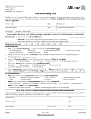 Allianz Annuity Product Suitability Form