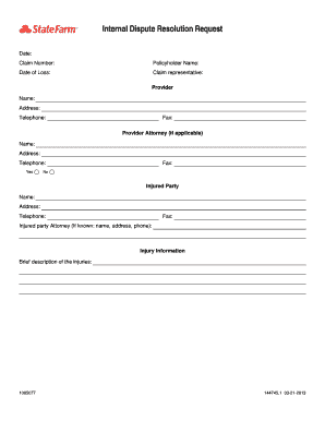 Internal Dispute Resolution Request Form