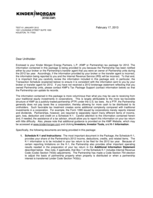 Kinder Morgan Energy Partners Tax Package