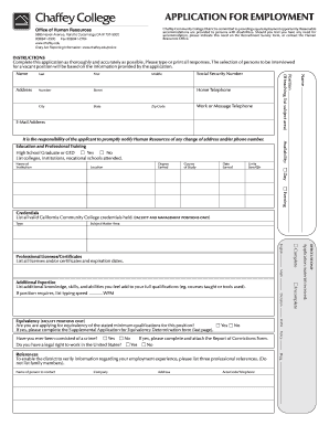 Chaffey College Employment Application