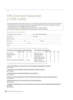 CME Exam and Evaluation Form