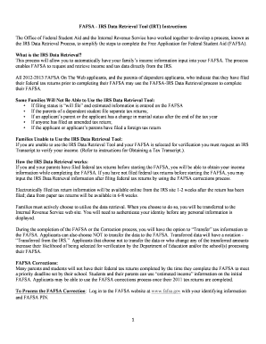 FAFSA IRS Data Retrieval Tool Instructions