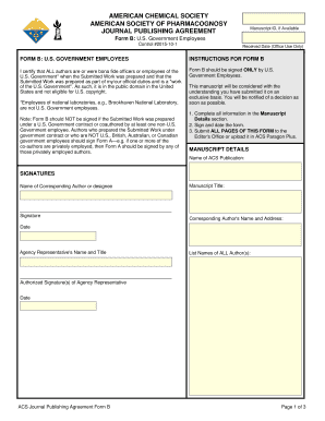 ACS Journal Publishing Agreement Form B