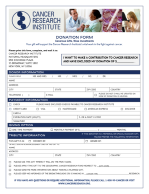 Cancer Research Institute Donation Form