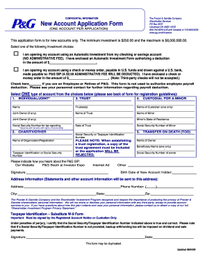 Procter & Gamble New Account Application Form