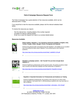 FaCe It Campaign Resource Request Form