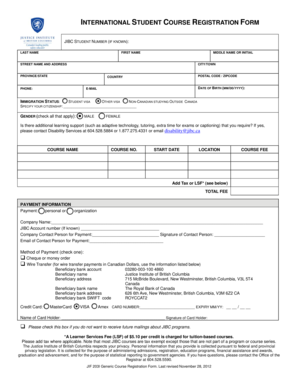 International Student Course Registration Form