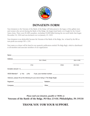Veterans of the Battle of the Bulge Donation Form