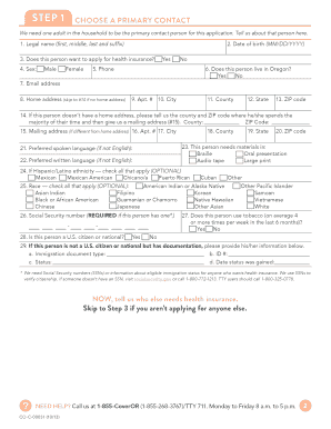 Oregon Private Health Insurance Application