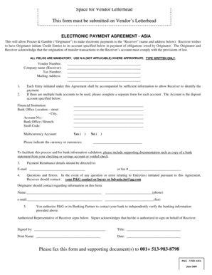 Electronic Payment Agreement - Asia