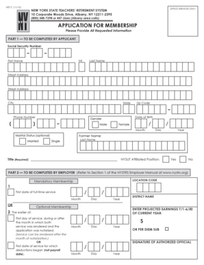 New York State Teachers' Retirement System Membership Application
