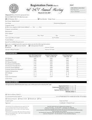SOT Annual Meeting Registration Form
