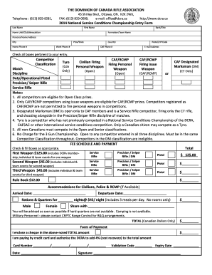 2014 NSCC Entry Form - Dominion of Canada Rifle Association