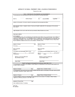 Affidavit of Real Property for a Manufactured Home