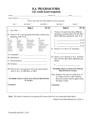 B.A. Program Form
