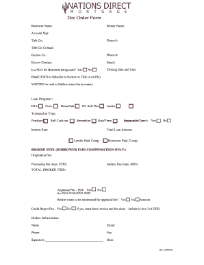 Loan Document Order Form