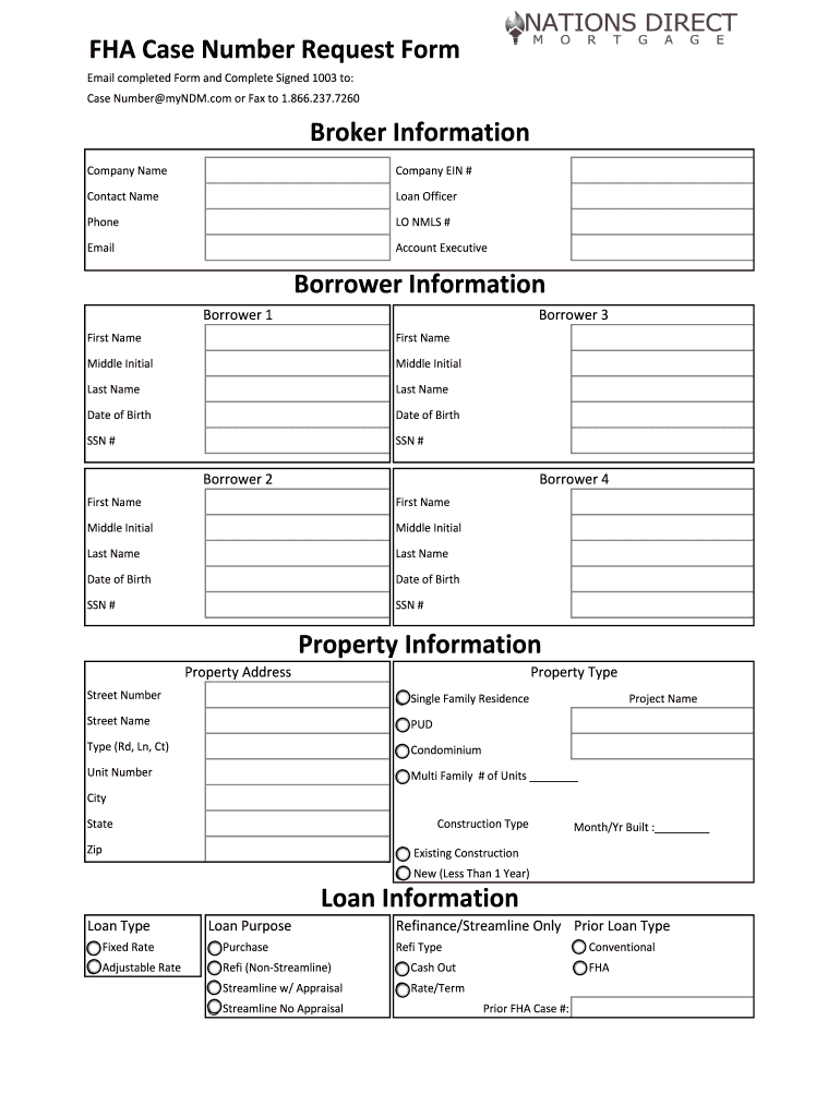 Fillable Online FHA Case Number Request.xlsx Fax Email Print pdfFiller