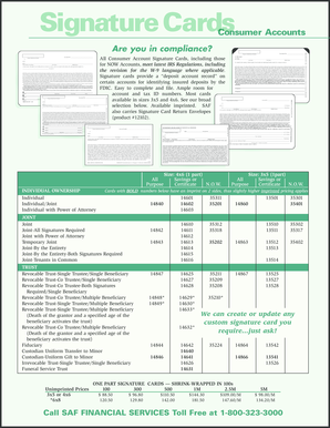 Signature Cards Consumer Accounts Account No