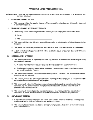 Format for action plan - Affirmative Action Plan - City of Kansas City, Missouri