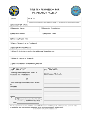 Title 10 Permission for Installation Access