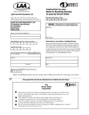 Light Aircraft Association Direct Debit Instruction
