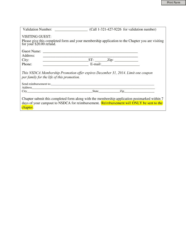 Fillable Online nsdca Validation Number Fax Email Print pdfFiller