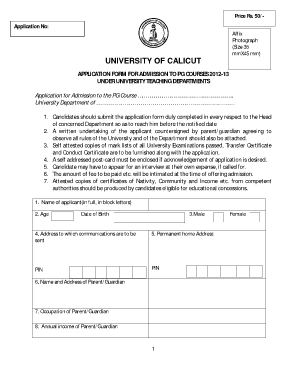 Application Form for Admission to PG Courses 2012 - University of ... - universityofcalicut