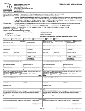 Stamford Federal Credit Union Credit Card Application