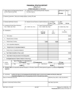 US Federal Financial Status Report