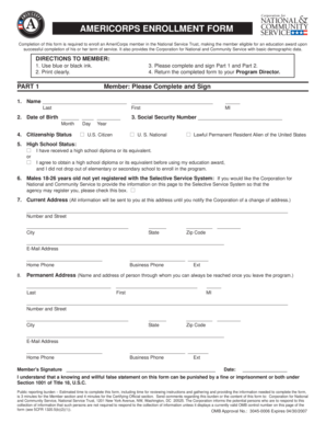 AmeriCorps Enrollment Form