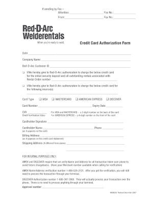 Credit Card Authorization Form