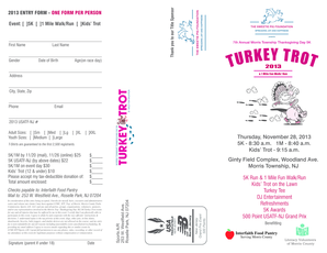 Morris Township Thanksgiving Day 5K Entry Form
