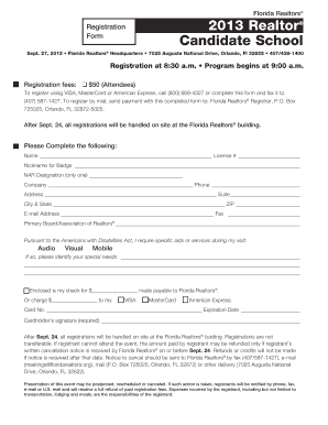 Florida Realtors Registration Form