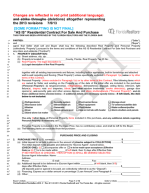 Florida AS IS Residential Contract For Sale And Purchase