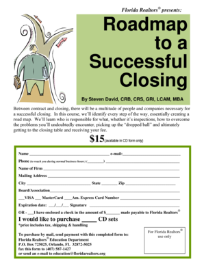 Florida Realtors Closing Roadmap Course Order Form