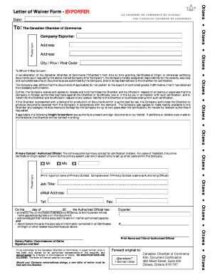 Exporter Waiver Form