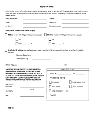 Fillable Online oms nysed Request for Waiver MWBE101 Fax Email Print