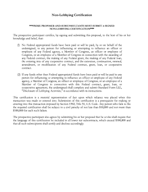 Non-Lobbying Certification Form