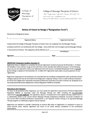 Letter Of Intent To Resign from www.pdffiller.com
