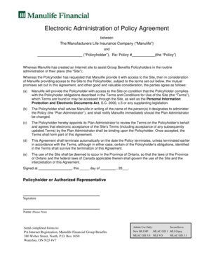 Electronic Administration of Policy Agreement