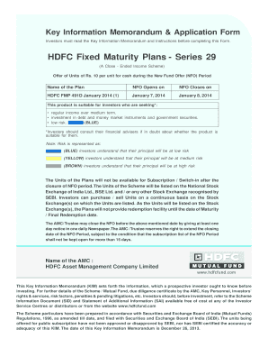 HDFC Fixed Maturity Plans Series 29 Application Form