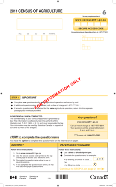 2011 Census of Agriculture Form 6