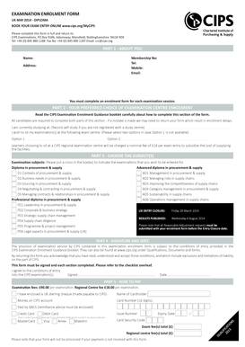 UK CIPS Examination Enrolment Form