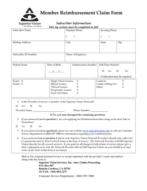 Member Reimbursement Claim Form